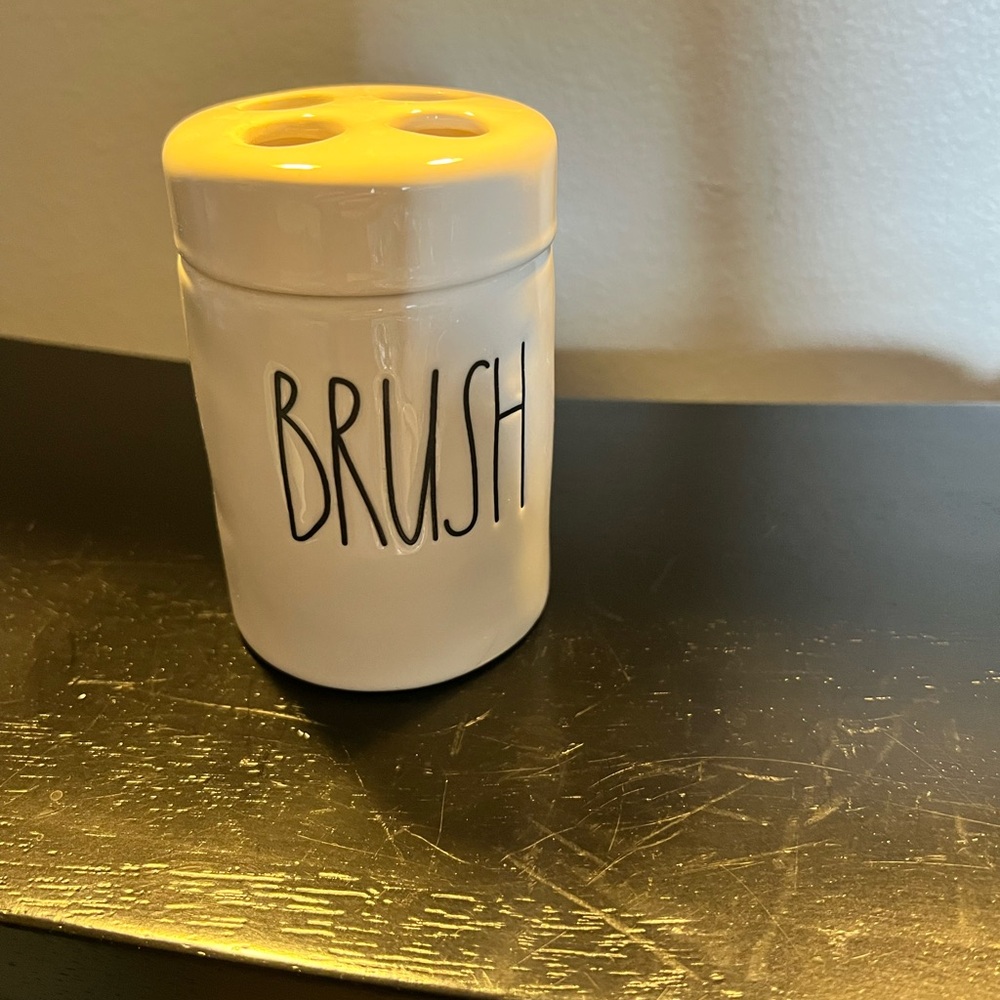 Rae Dunn White Ceramic Brush Holder